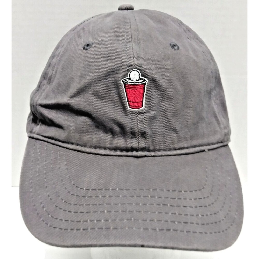 Beer Pong Champion Logo Gray Baseball Cap Hat Strapback Adjustable One Size Fit